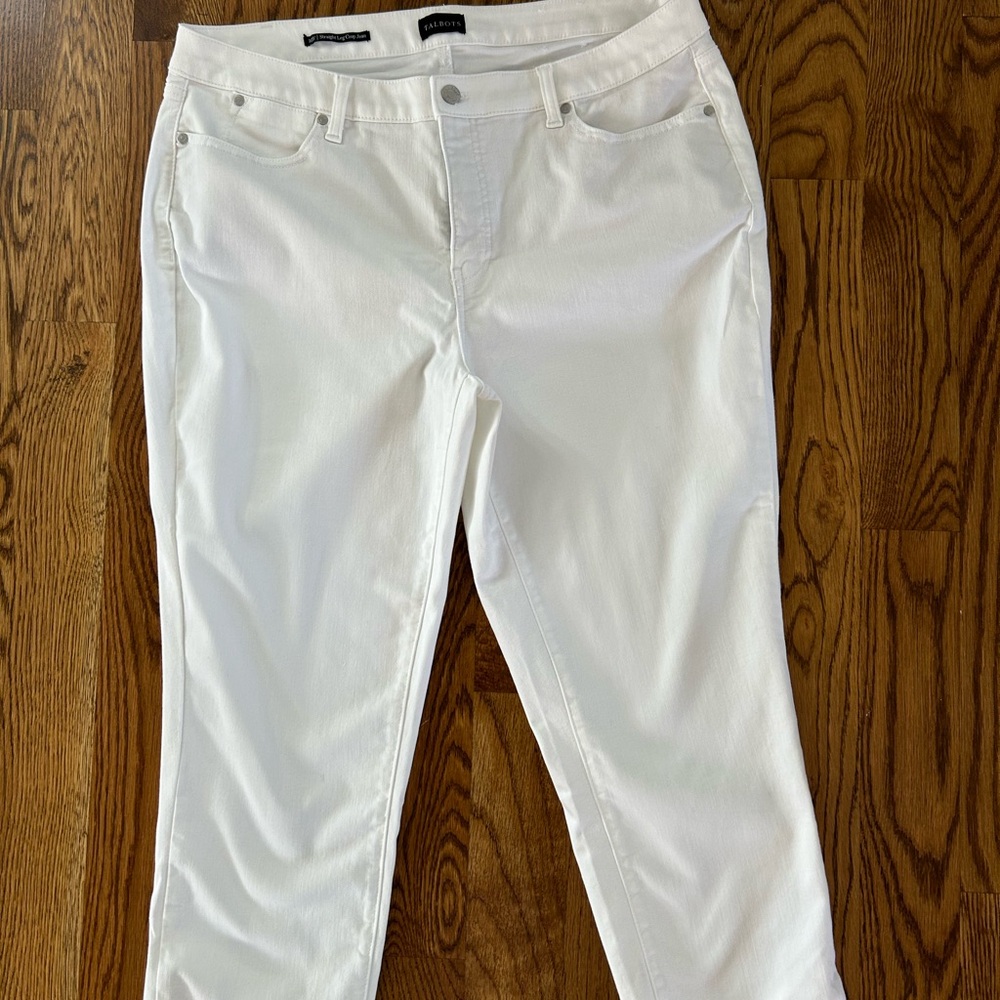 Talbots white jeans! 16 W straight leg crop.